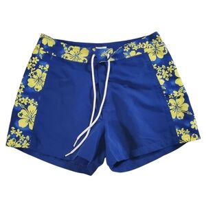 2082 * Sideout Hibisucs Print Board Shorts Blue Yellow Size 9 Vintage Y2K 90s